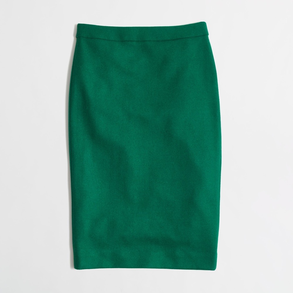 J Crew Factory Pencil Skirt in Green Wool